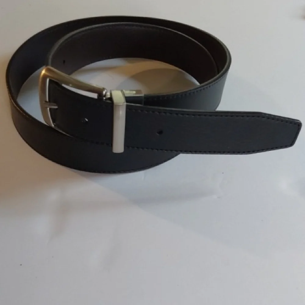 Nike Men's Black/ Brown Leather Reversible Belt Silver Buckle Preppy Sz.L/ XL